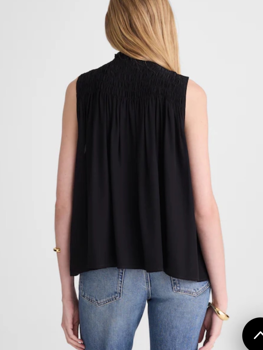 NWT Madewell Smocked Mockneck Sleeveless Top: NY669: JET BLACK BK0070
Size: S - Picture 4 of 7